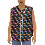 Colorful Flamingo Pattern Print Sleeveless Baseball Jersey