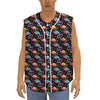 Colorful Flamingo Pattern Print Sleeveless Baseball Jersey