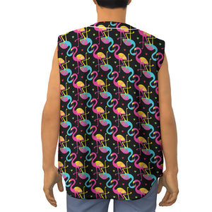 Colorful Flamingo Pattern Print Sleeveless Baseball Jersey