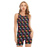 Colorful Flamingo Pattern Print Sleeveless One Piece Swimsuit