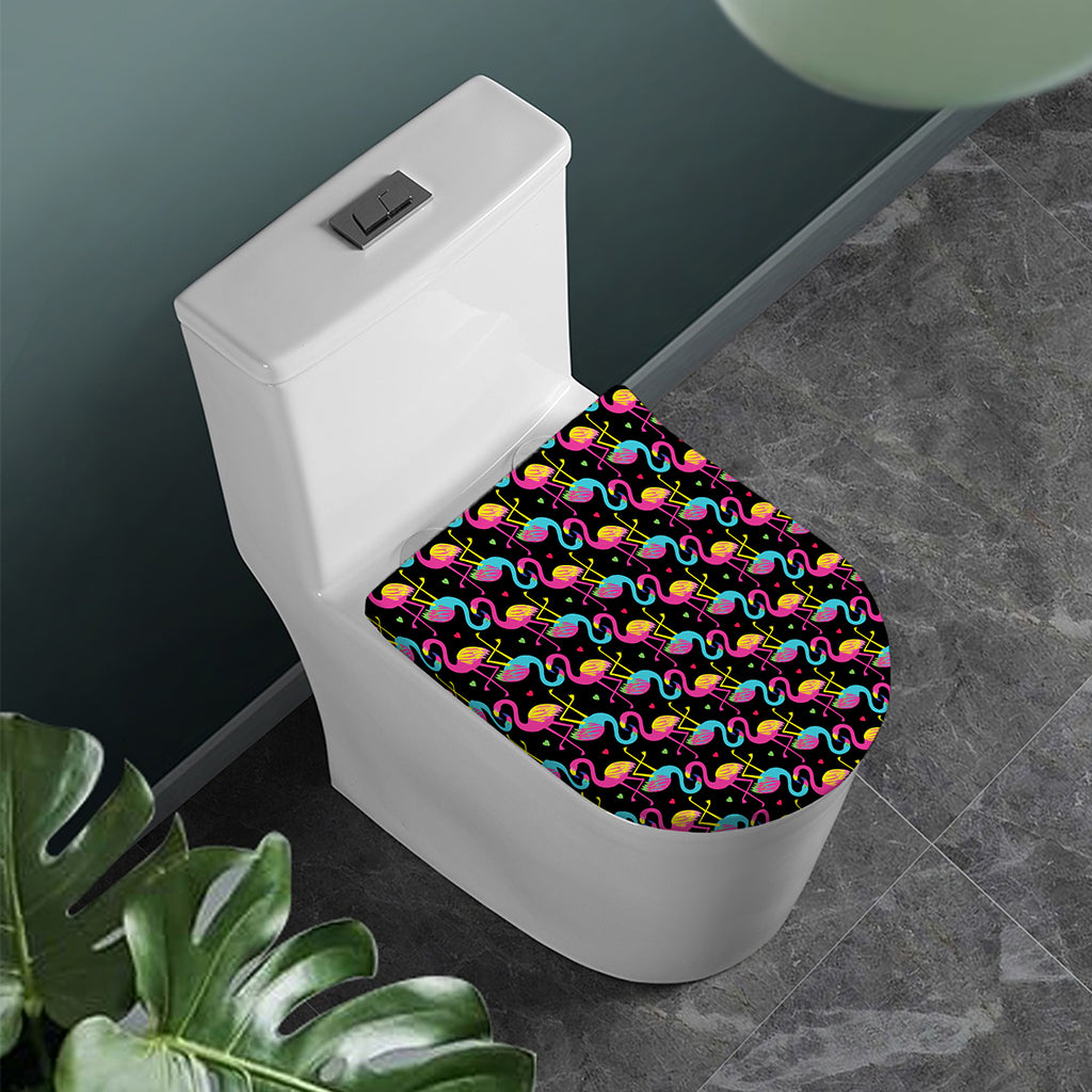 Colorful Flamingo Pattern Print Toilet Lid Cover