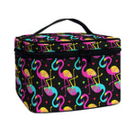 Colorful Flamingo Pattern Print Travel Makeup Bag