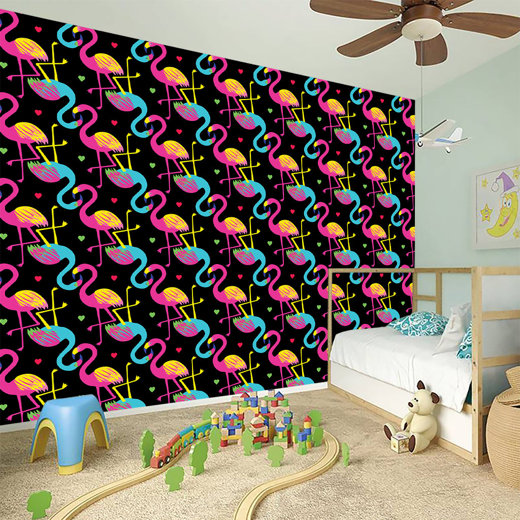 Colorful Flamingo Pattern Print Wall Sticker