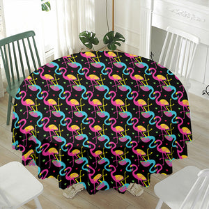 Colorful Flamingo Pattern Print Waterproof Round Tablecloth