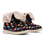 Colorful Flamingo Pattern Print Winter Boots