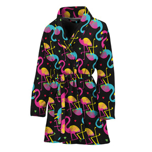 Colorful Flamingo Pattern Print Women's Bathrobe