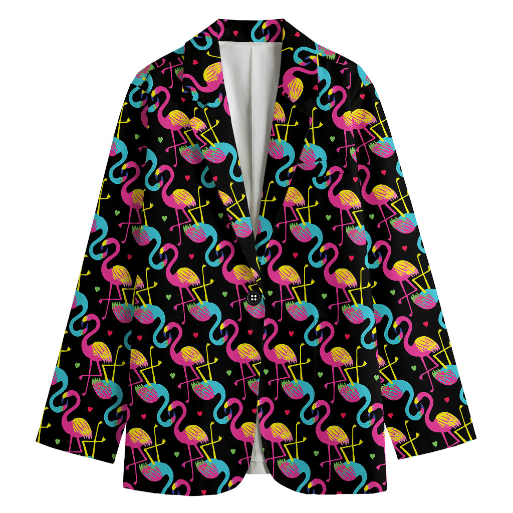 Colorful Flamingo Pattern Print Women's Blazer