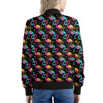 Colorful Flamingo Pattern Print Women's Bomber Jacket