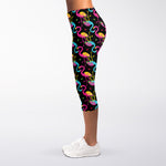 Colorful Flamingo Pattern Print Women's Capri Leggings