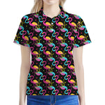 Colorful Flamingo Pattern Print Women's Polo Shirt