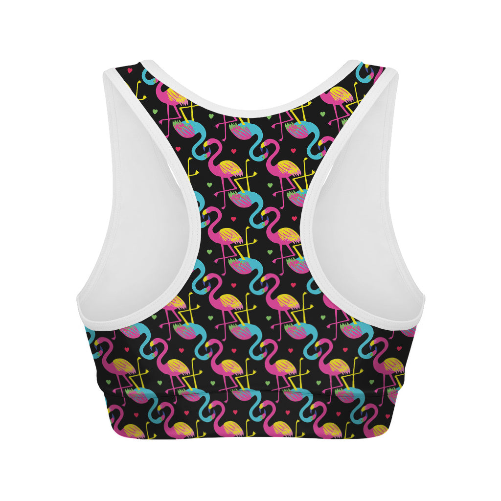 Colorful Flamingo Pattern Print Women's Sports Bra