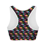 Colorful Flamingo Pattern Print Women's Sports Bra