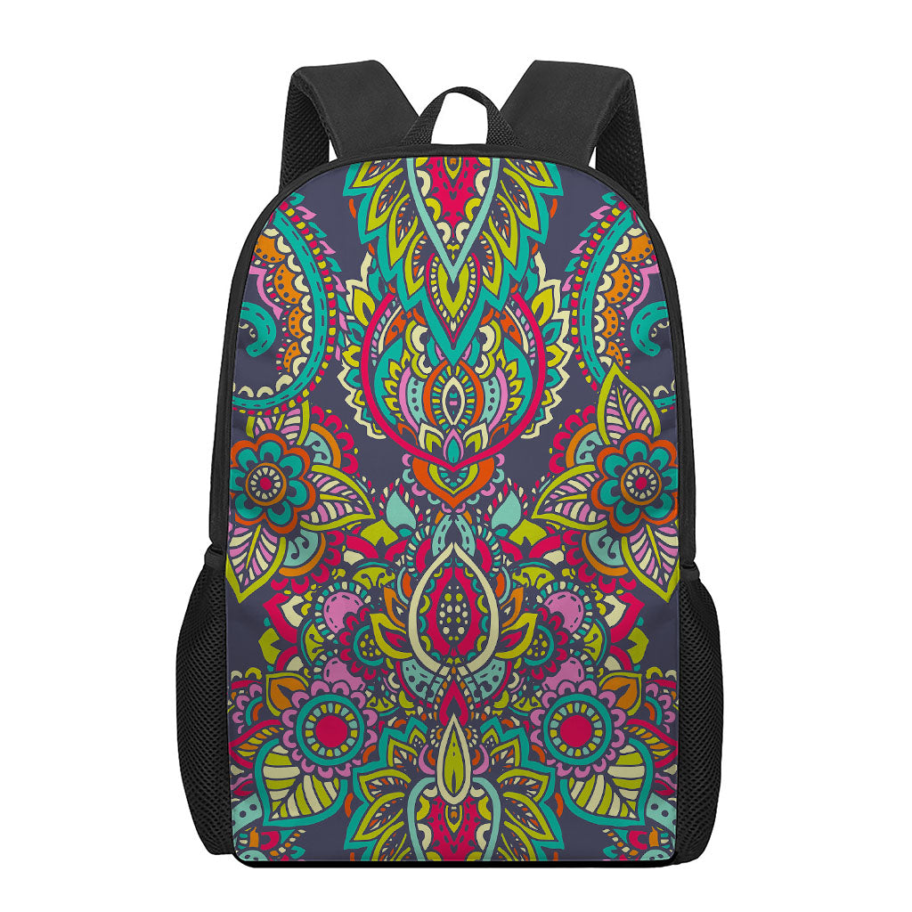 Colorful Floral Mandala Print 17 Inch Backpack