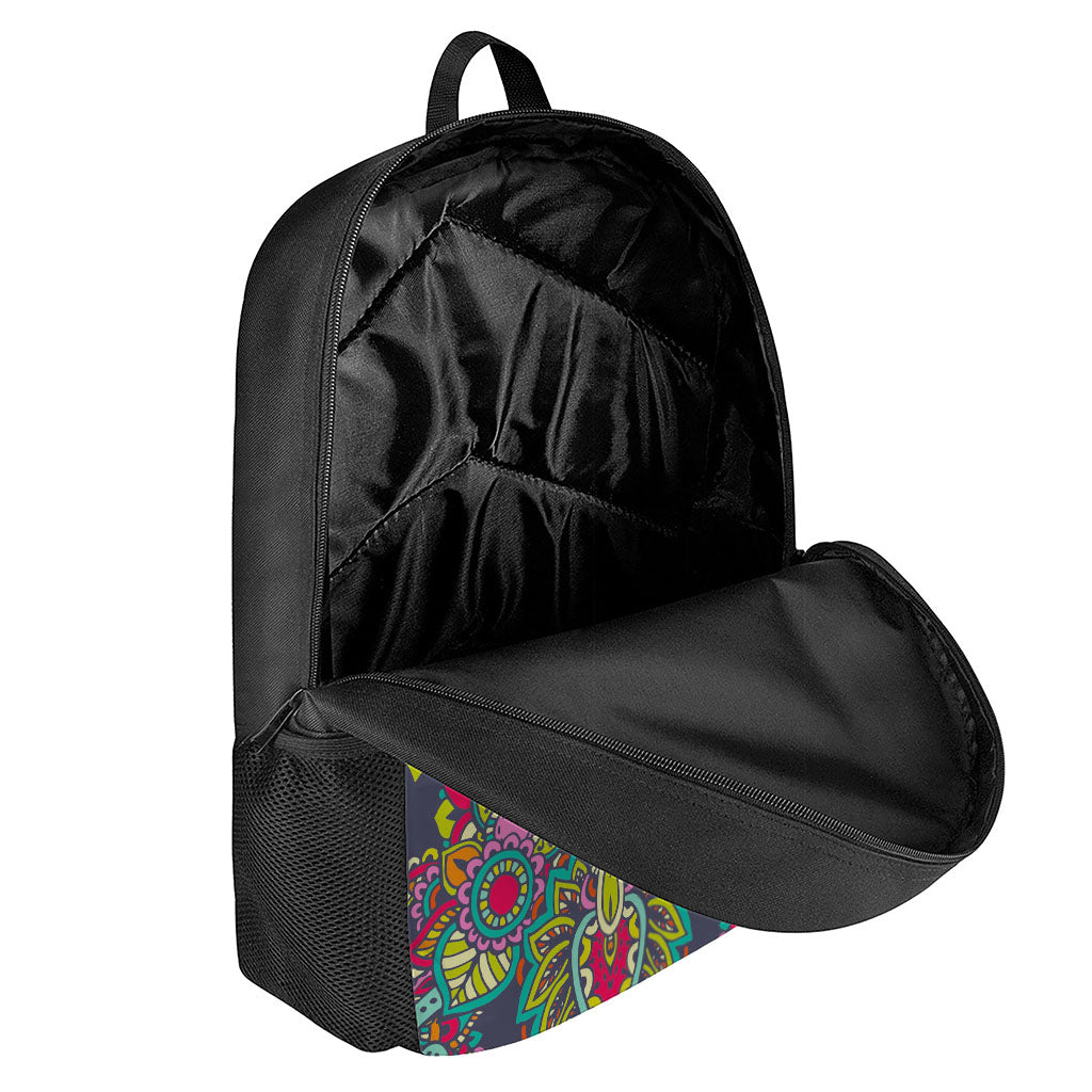 Colorful Floral Mandala Print 17 Inch Backpack