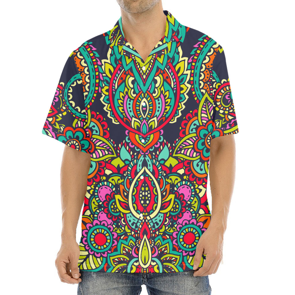 Colorful Floral Mandala Print Aloha Shirt