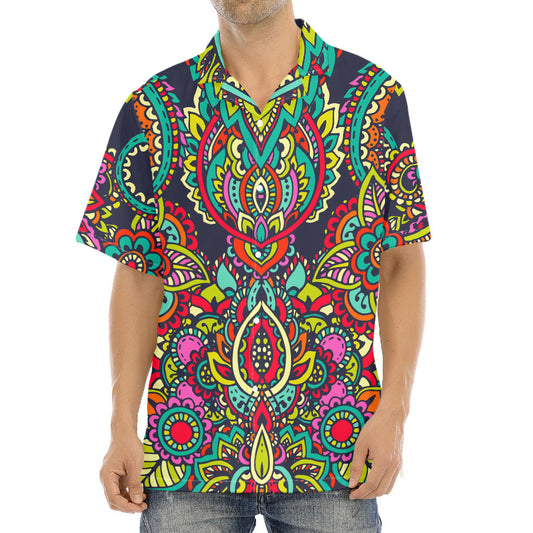Colorful Floral Mandala Print Aloha Shirt