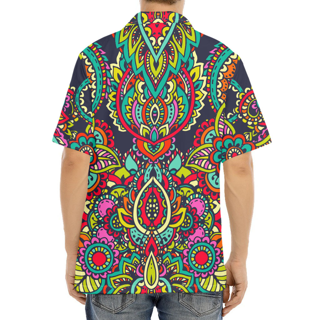 Colorful Floral Mandala Print Aloha Shirt
