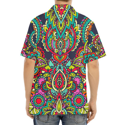 Colorful Floral Mandala Print Aloha Shirt