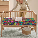 Colorful Floral Mandala Print Baby Crib Sheet