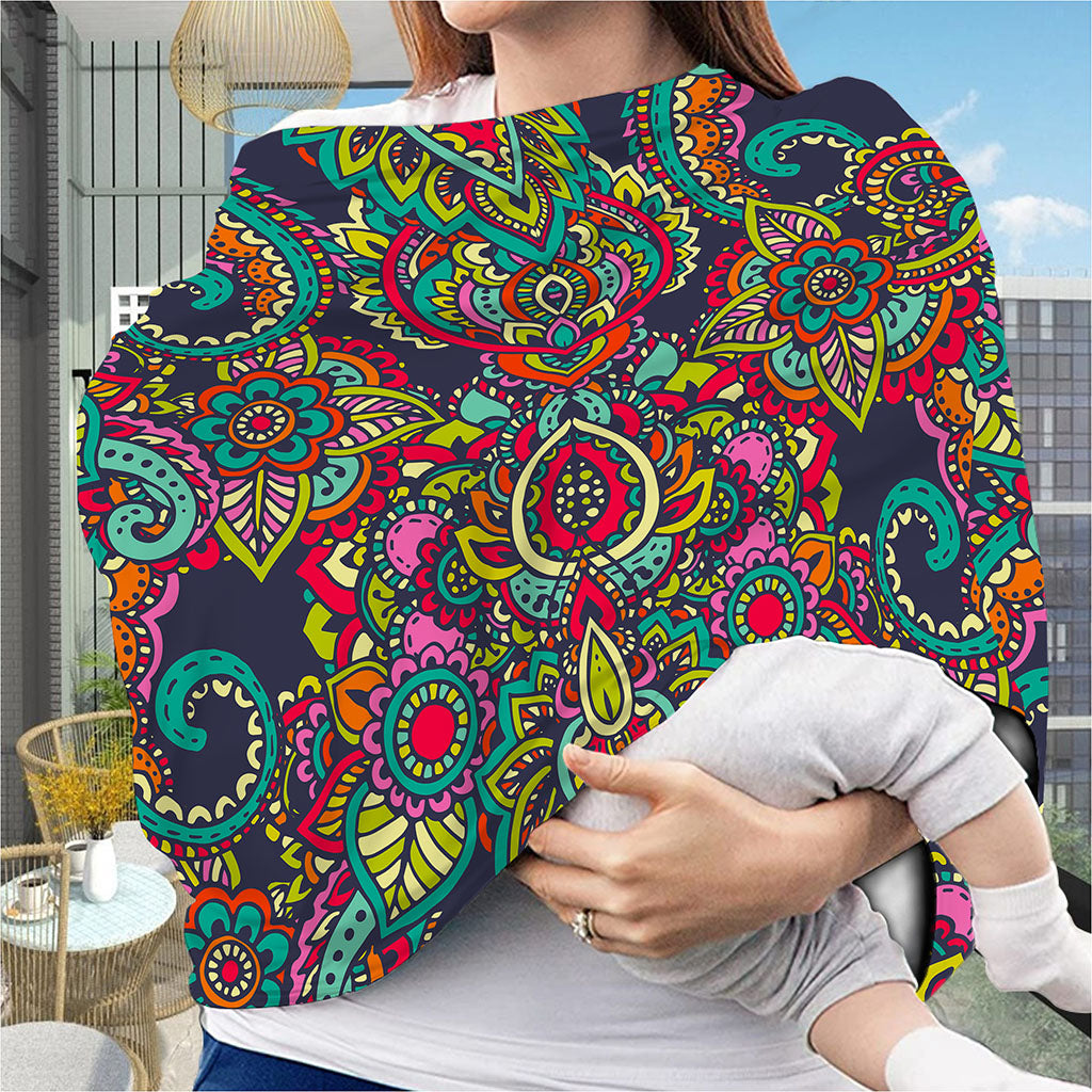 Colorful Floral Mandala Print Baby Seat Cover
