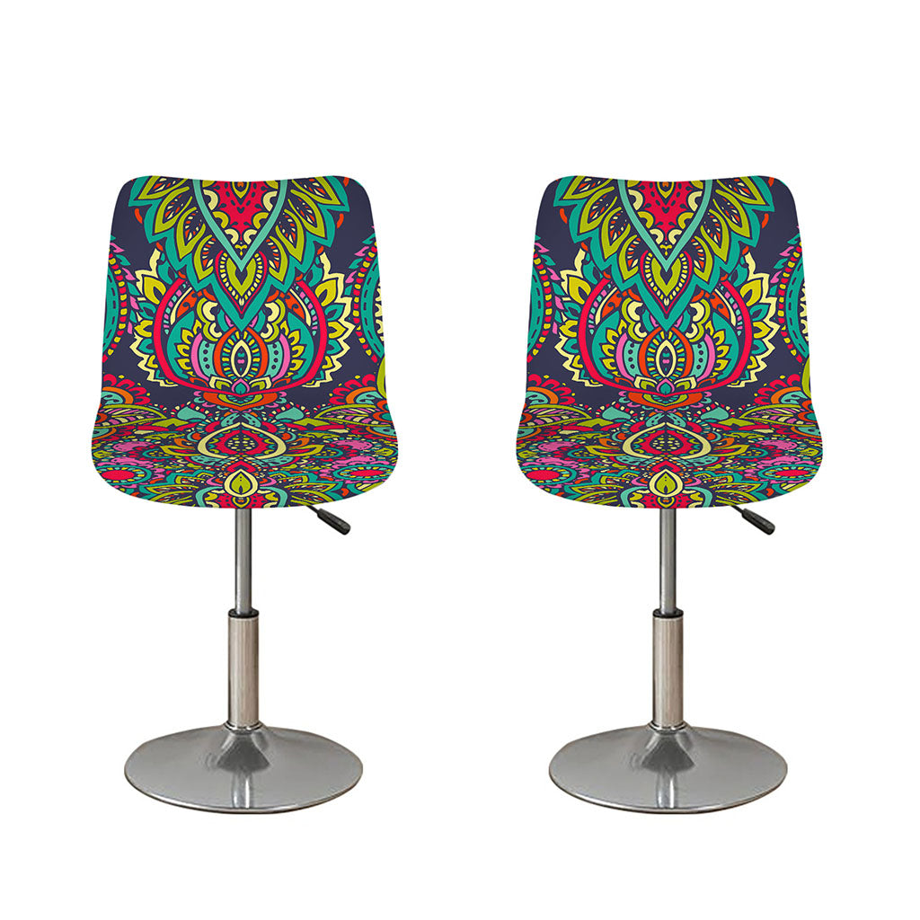 Colorful Floral Mandala Print Bar Stool Covers