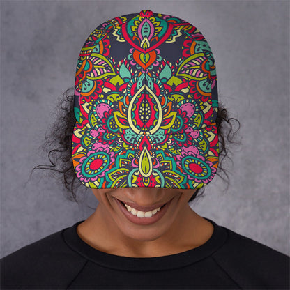 Colorful Floral Mandala Print Baseball Cap