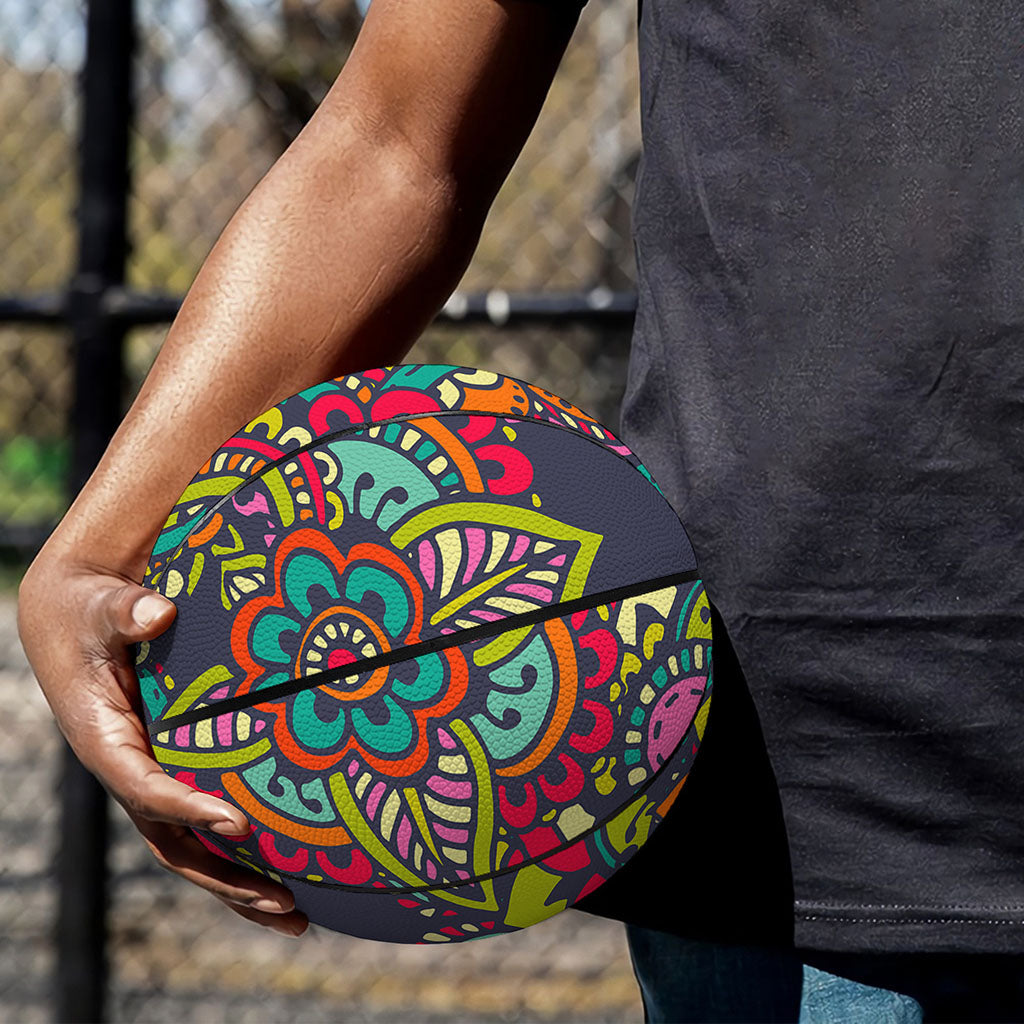 Colorful Floral Mandala Print Basketball
