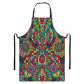 Colorful Floral Mandala Print Bib Apron With Pocket