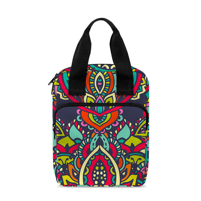Colorful Floral Mandala Print Bible Tote Bag