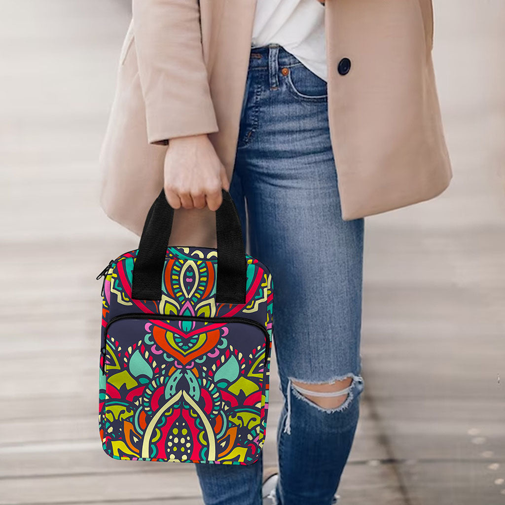 Colorful Floral Mandala Print Bible Tote Bag