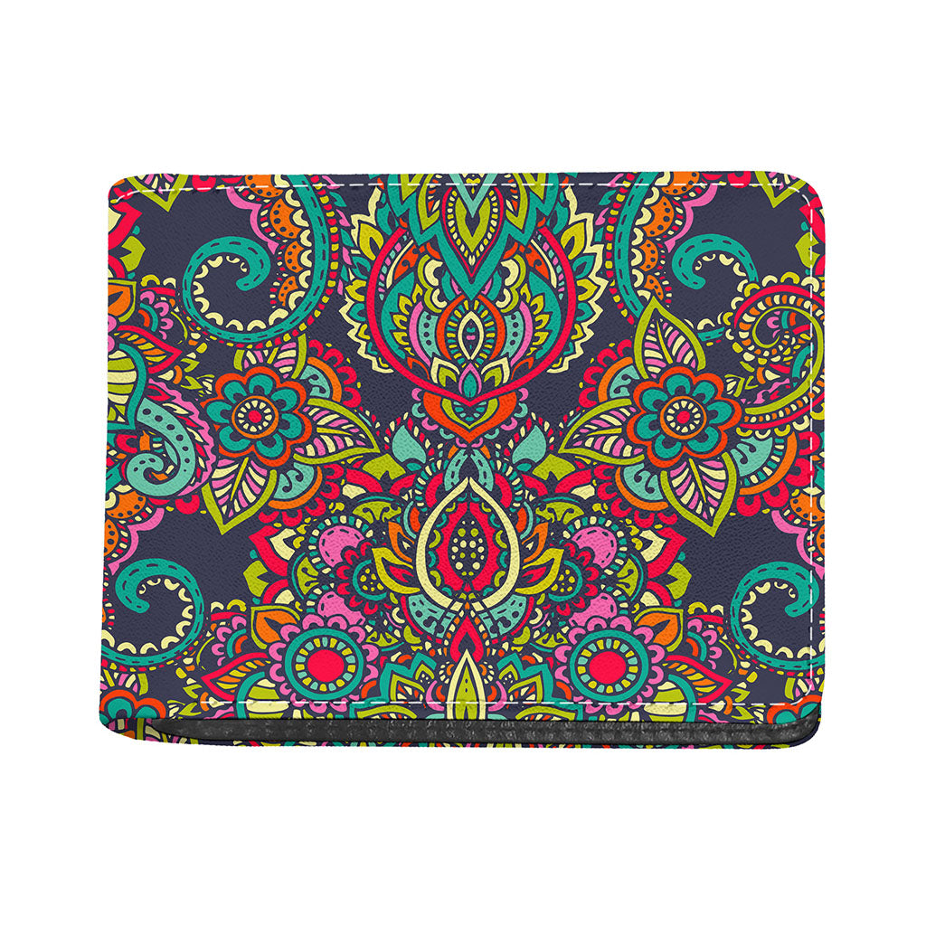 Colorful Floral Mandala Print Bifold Wallet