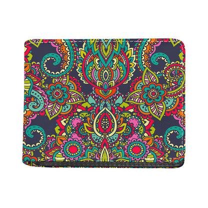 Colorful Floral Mandala Print Bifold Wallet