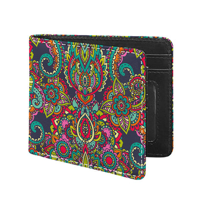 Colorful Floral Mandala Print Bifold Wallet