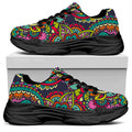 Colorful Floral Mandala Print Black Chunky Shoes