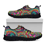 Colorful Floral Mandala Print Black Running Shoes