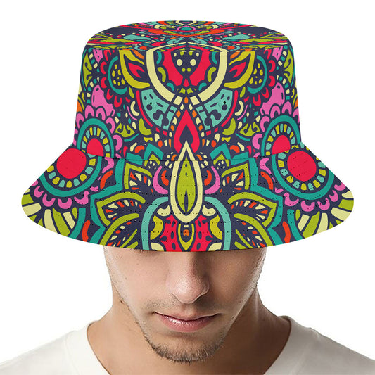 Colorful Floral Mandala Print Bucket Hat