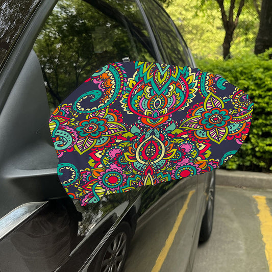 Colorful Floral Mandala Print Car Side Mirror Covers