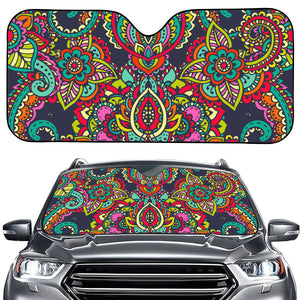 Colorful Floral Mandala Print Car Windshield Sun Shade