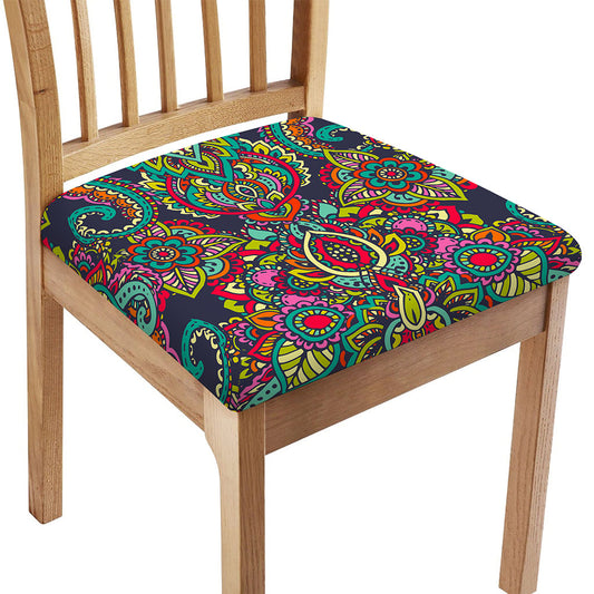 Colorful Floral Mandala Print Chair Cushion Cover