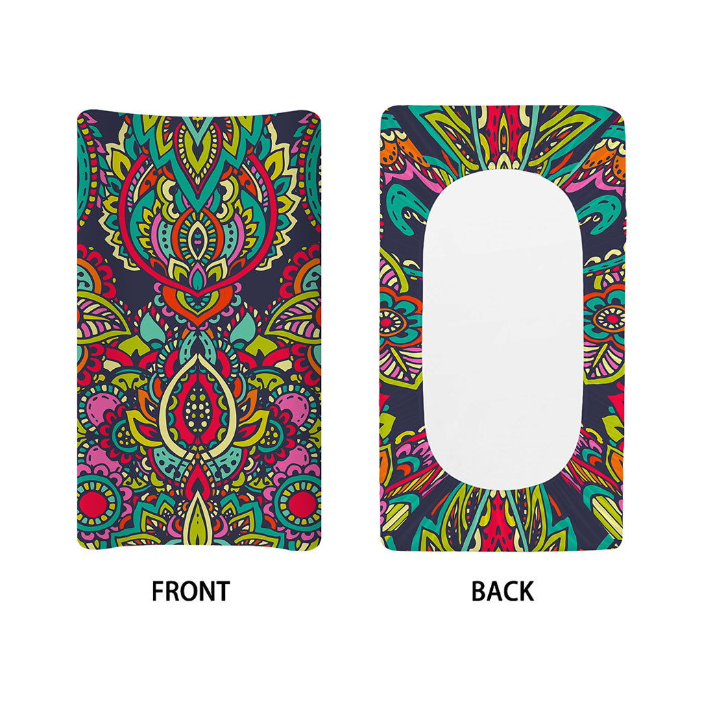 Colorful Floral Mandala Print Changing Pad Cover