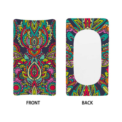 Colorful Floral Mandala Print Changing Pad Cover