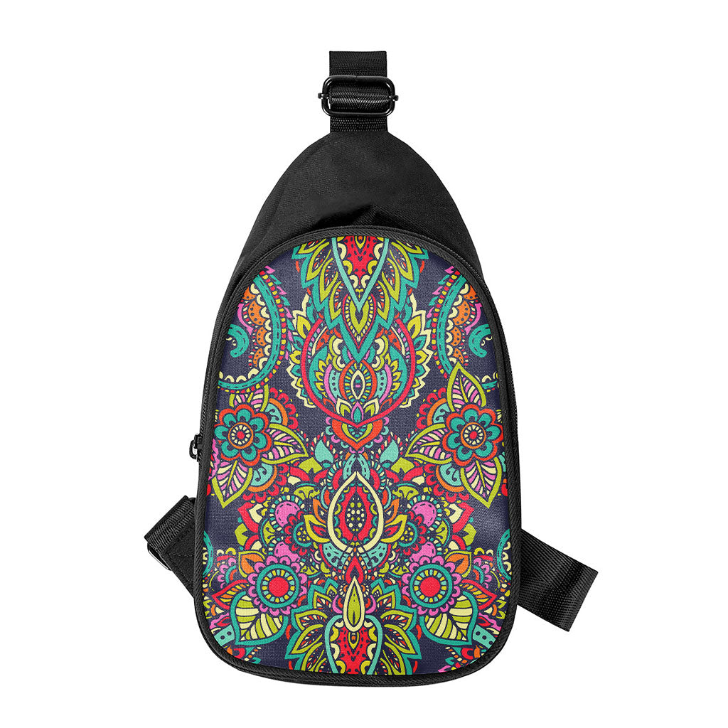 Colorful Floral Mandala Print Chest Bag