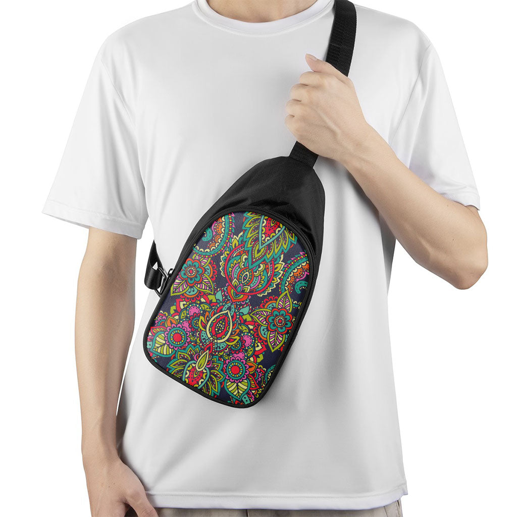 Colorful Floral Mandala Print Chest Bag