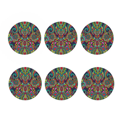 Colorful Floral Mandala Print Coaster Set