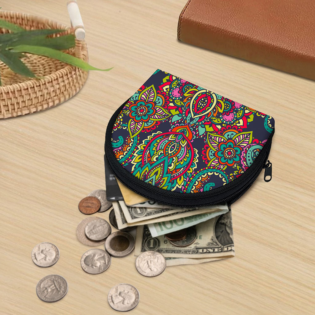 Colorful Floral Mandala Print Coin Purse