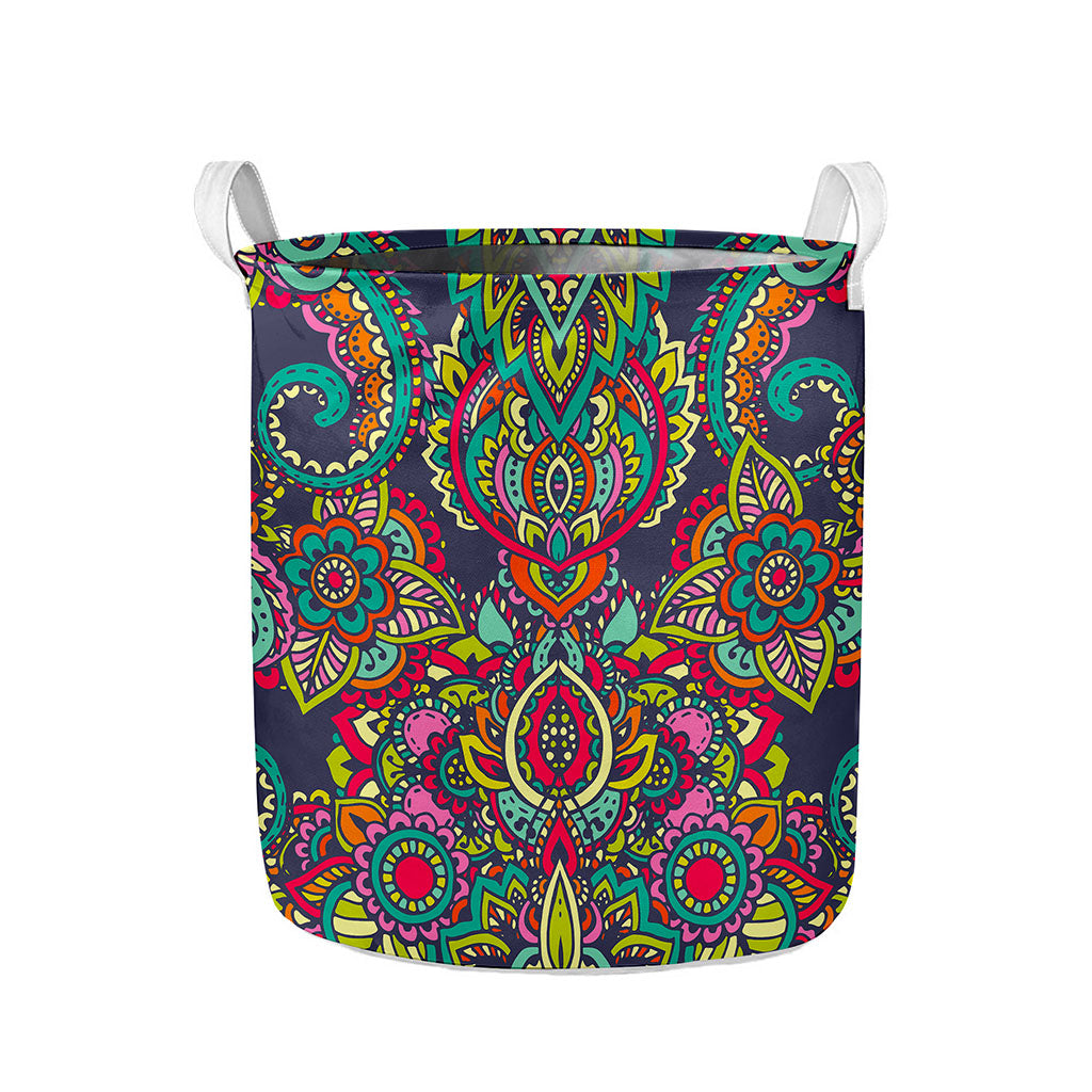 Colorful Floral Mandala Print Collapsible Laundry Basket