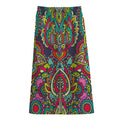 Colorful Floral Mandala Print Cotton Front Slit Maxi Skirt