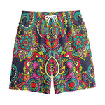 Colorful Floral Mandala Print Cotton Shorts