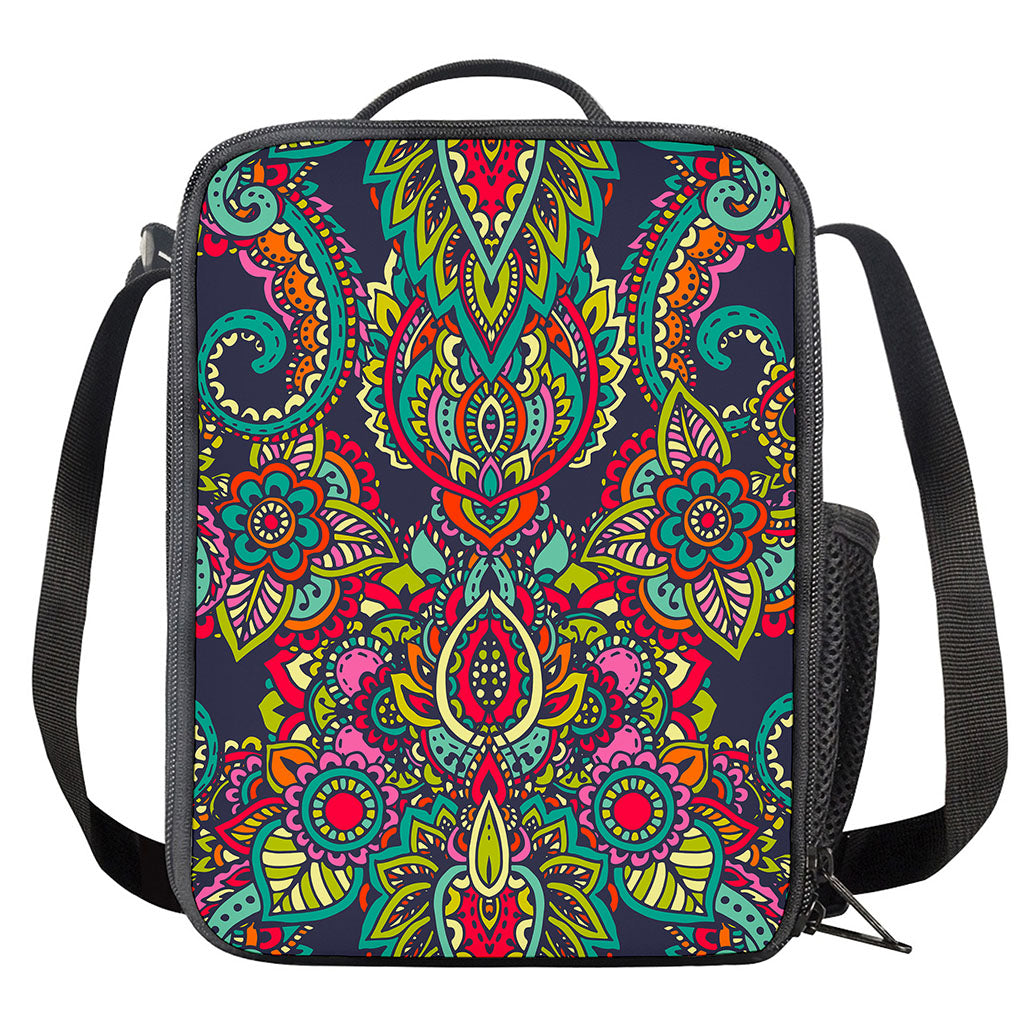 Colorful Floral Mandala Print Crossbody Lunch Bag
