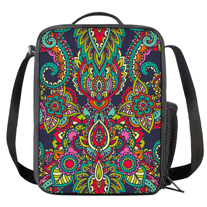 Colorful Floral Mandala Print Crossbody Lunch Bag